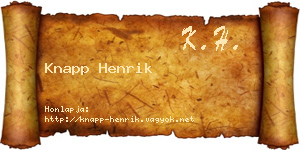 Knapp Henrik névjegykártya